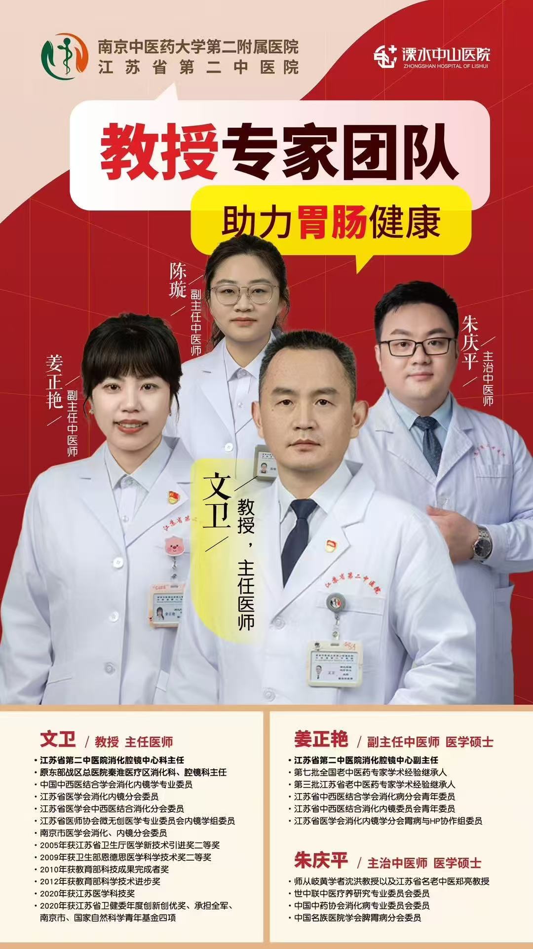江苏省第二中医院消化内镜诊疗中心联盟单位，教授专家团队